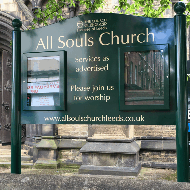 moduline church notice board green aluminium